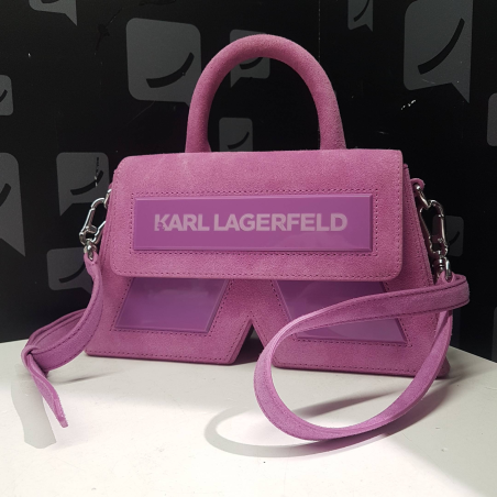 Petit sac bandoulière cuir KARL LAGERFELD IKON/K BRUME ROSE 
