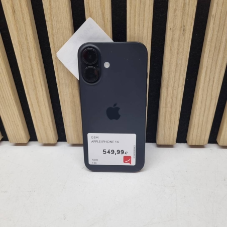 GSM APPLE  IPHONE 16  NOIR  Capacité 128 Gb Batterie 100/7CY